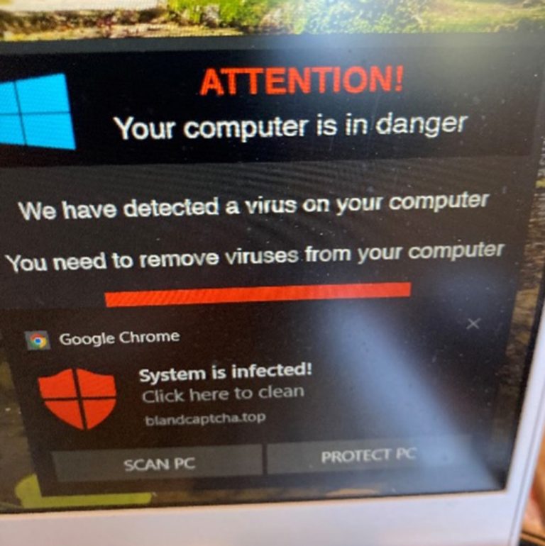 Security briefing pop up phishing attack electronic office