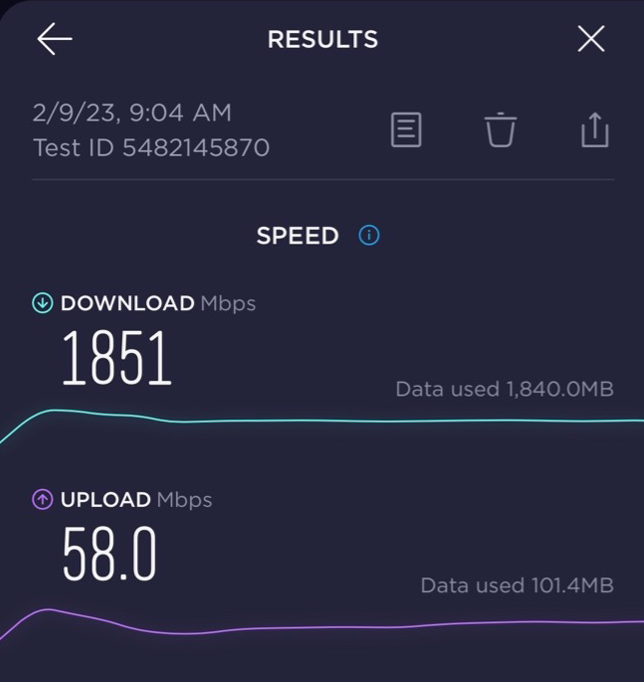 5G Speedtest Results